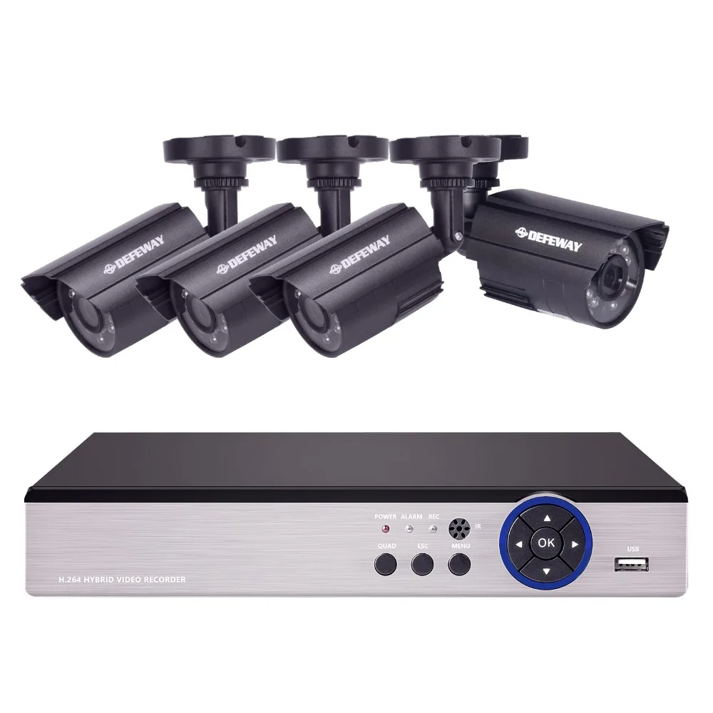 DEFEWAY 1080N P2P 8-канальный сетевой видеорегистратор Системы видеонаблюдения DVR комплект 4 шт. Открытый ИК Ночное видение 1,0 МП с аккумулятор для экстренной зарядки