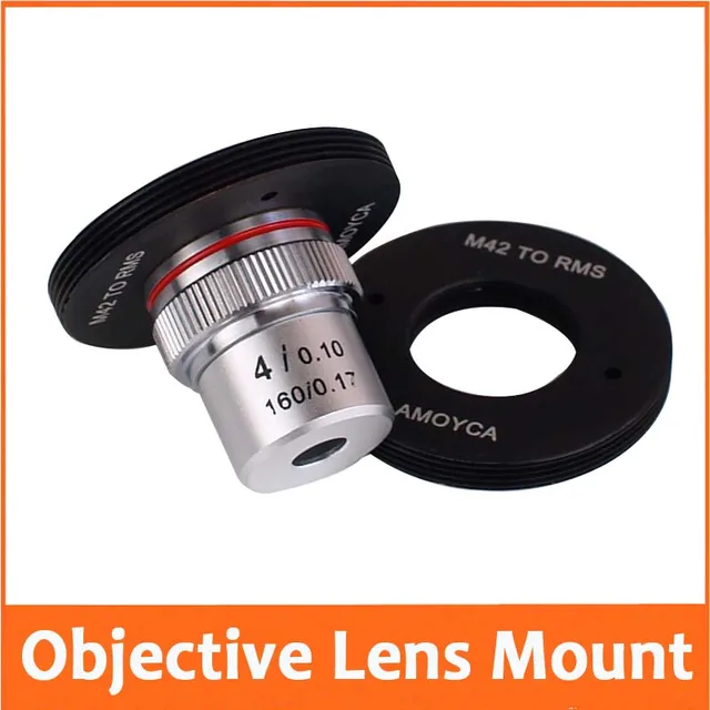 New 4X Objective lens and Aluminum Adapter Ring Mount for Microscope