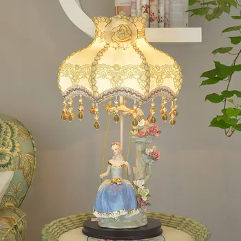 

Princess room table lamp bedroom ceramic wedding room living room decoration children's room study desk lamp art hotel ZA419707