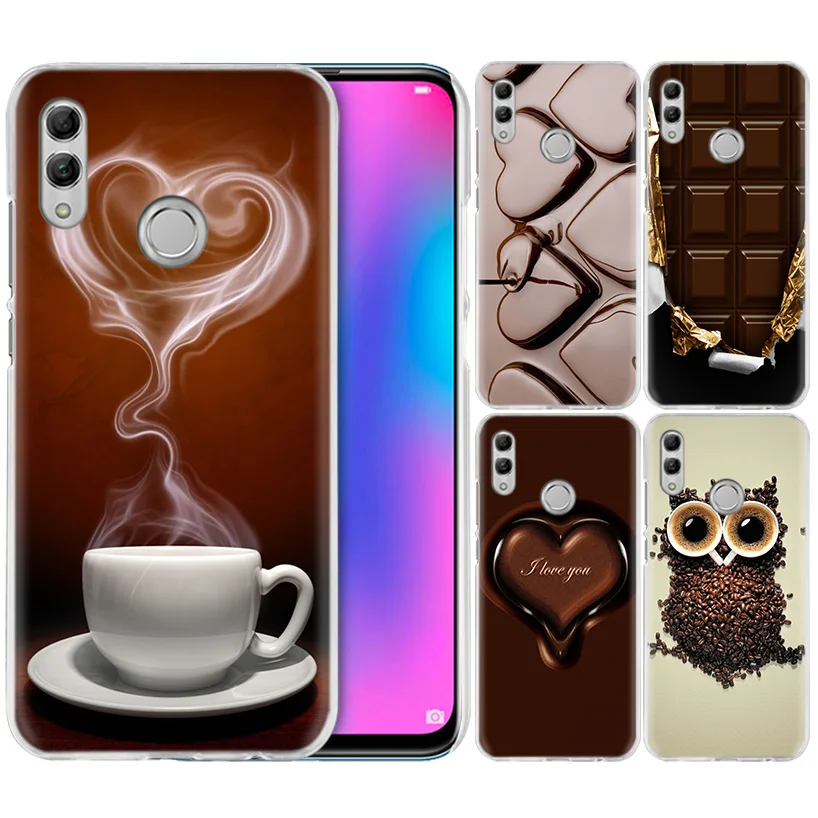 

Peony Chocolate and Coffee Case for Huawei Honor 8X Y9 9 10 Lite Play 8C 8S 8A Pro V20 20i 10i Y6 Y7 2019 Hard PC Phone Cover