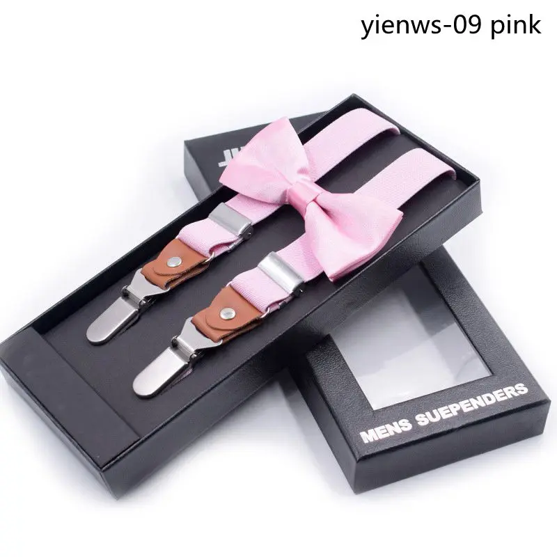 pink suspender for women bow tie set