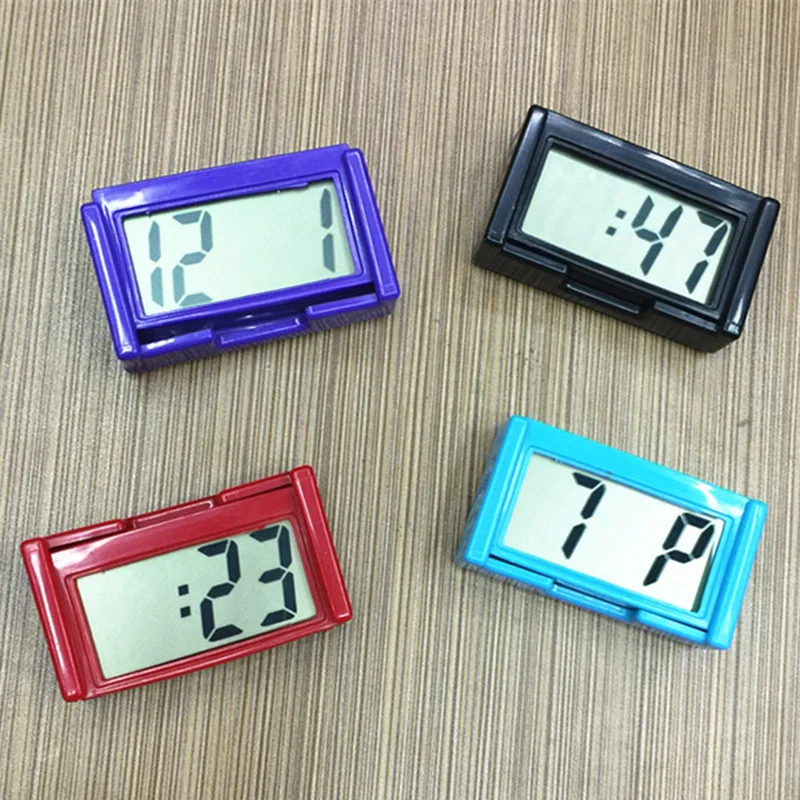 Car Clock Digital Time Interior Small Bracket Vehicle Dashboard Self-Adhesive