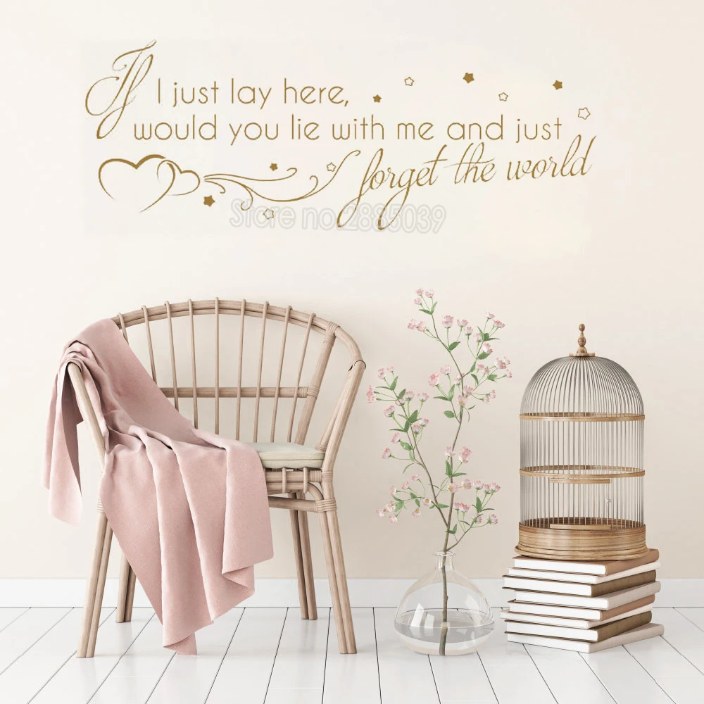 

If I Lay Here Wall Sticker Quote Art Fancy Calligraphy Font Text Decal Teen Bedroom Wall Mural Removable Monochrome Poster LC239