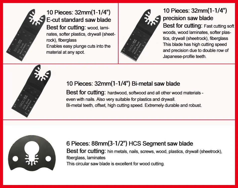 36 шт. Колеблющихся multi Tool Пилы аксессуары подходят для Фейн Multimaster мощный инструмент, бесплатная доставка, резки металла, сегмент лезвия