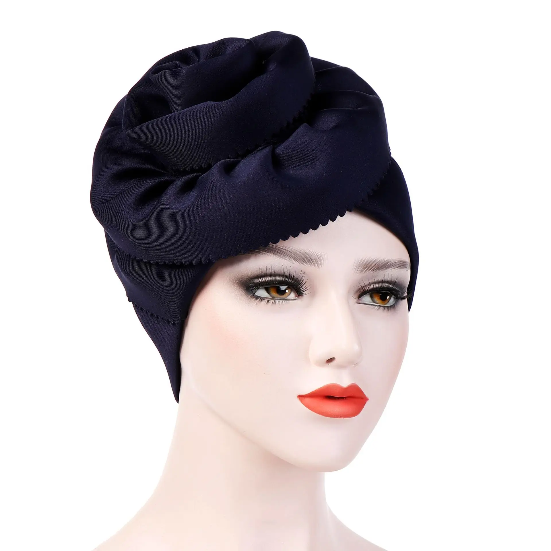 Helisopus, новинка, большой тюрбан с цветком, повязка на голову, модный однотонный цвет, женский элегантный мусульманский хиджаб, винтажные аксессуары для волос