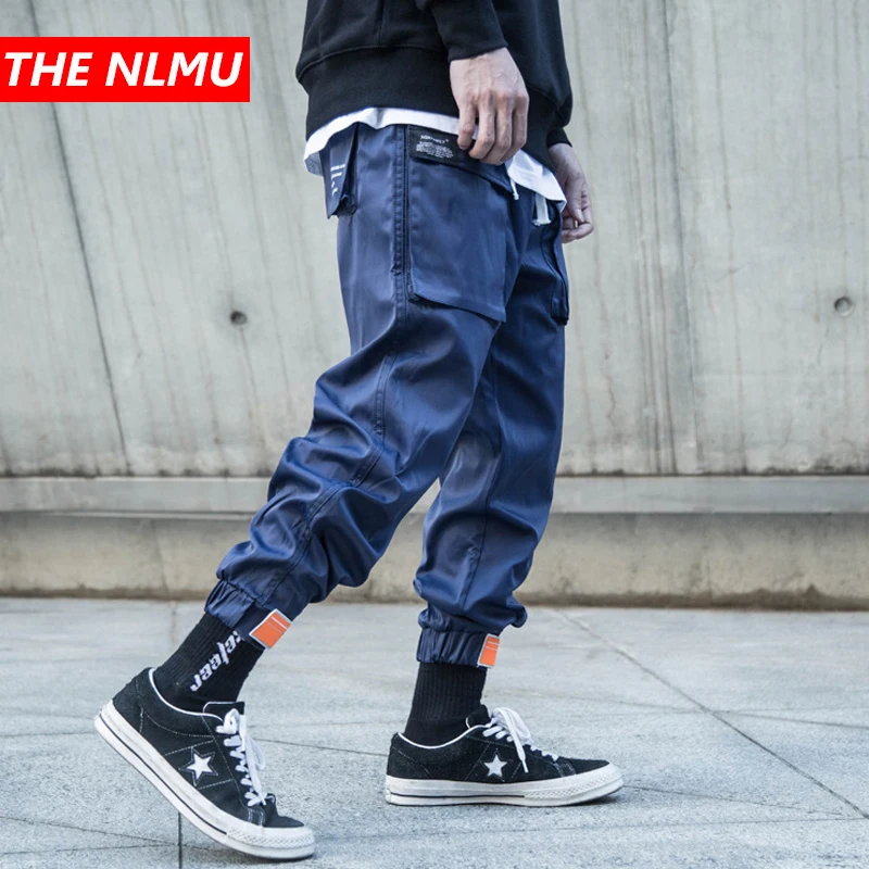 Для мужчин s Multi-шаровары с карманами Для мужчин Уличная панк Cargo Pant хип-хоп повседневные штаны Джоггеры мужские цвет: черный, синий брюки WG143