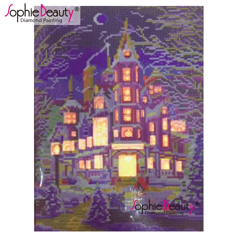 Sophie beauty в рамке светодиодный Diy Алмазная картина Полный Круглый Алмазная вышивка крестиком "замок" Рождественский подарок стены искусства 30x40