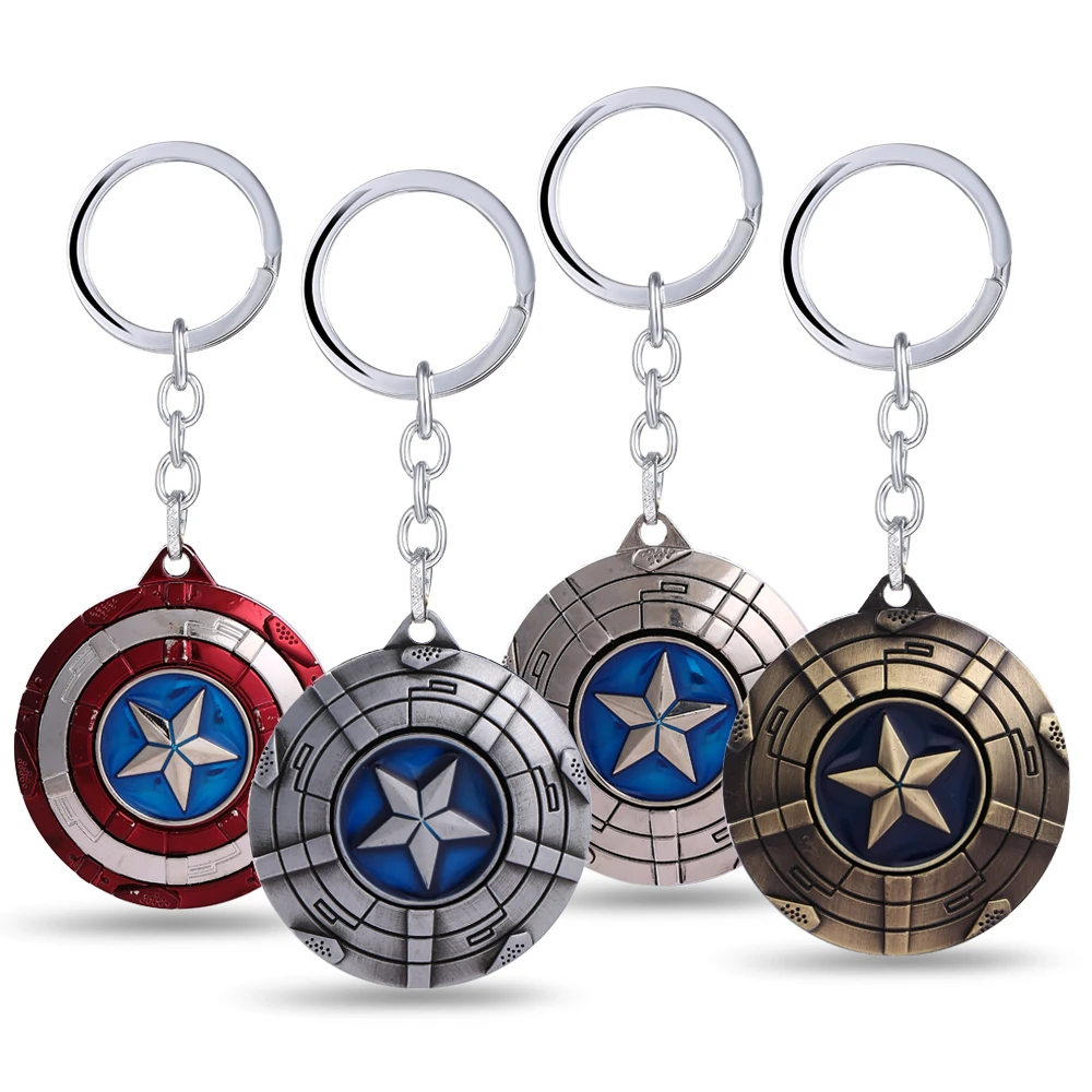 Captain America Keychain Movie Jewelry Holder Metal Rotatable Shield Souvenir Keychain Gift