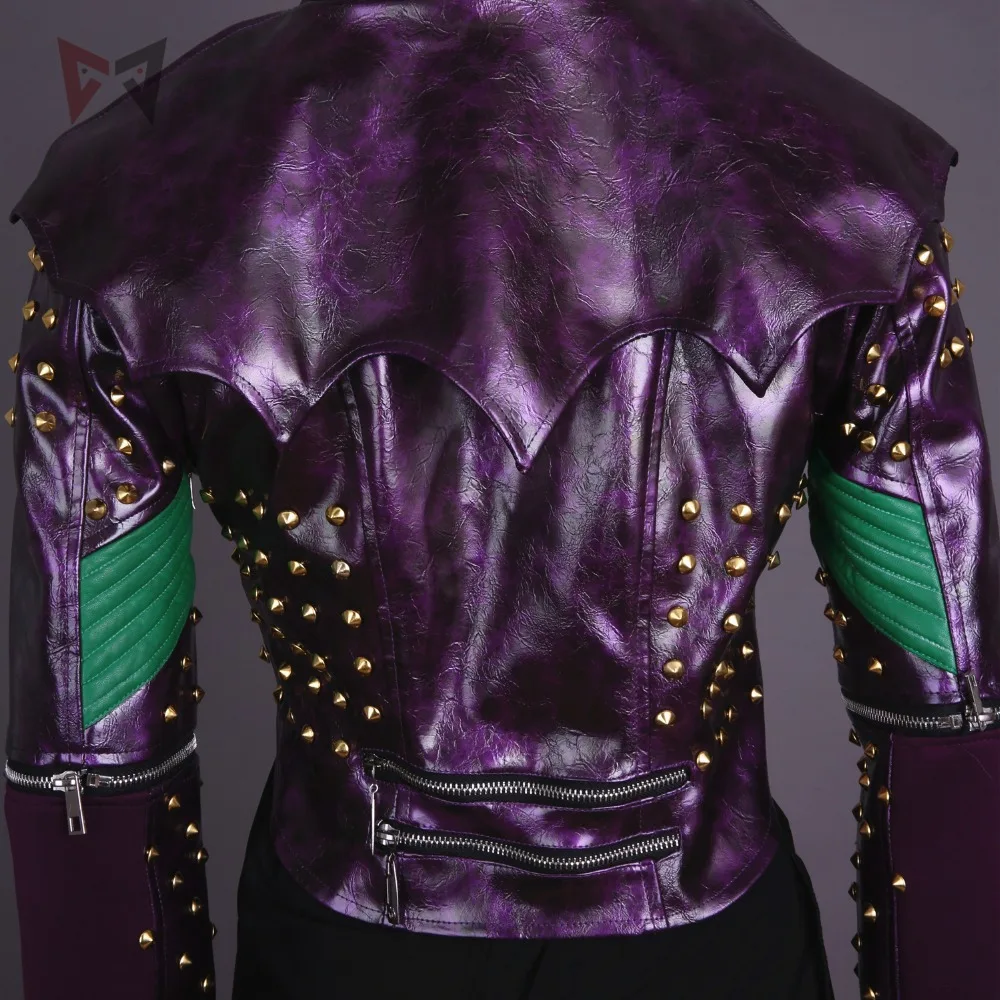MMGG Descendants 2 Косплей Костюм для косплея фиолетового цвета кожаное пальто куртка с заклепками в стиле панк размер на заказ вечерние