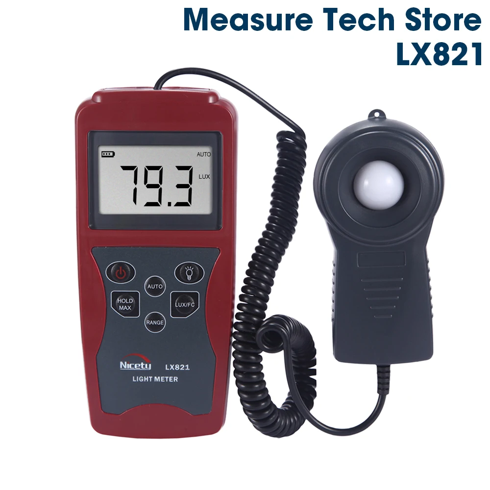

Nicetymeter LX821 Professinal Separate Probe 200000 Lux Digital Lux Meter Tester Max Min Values Light Meter PhotoMeter