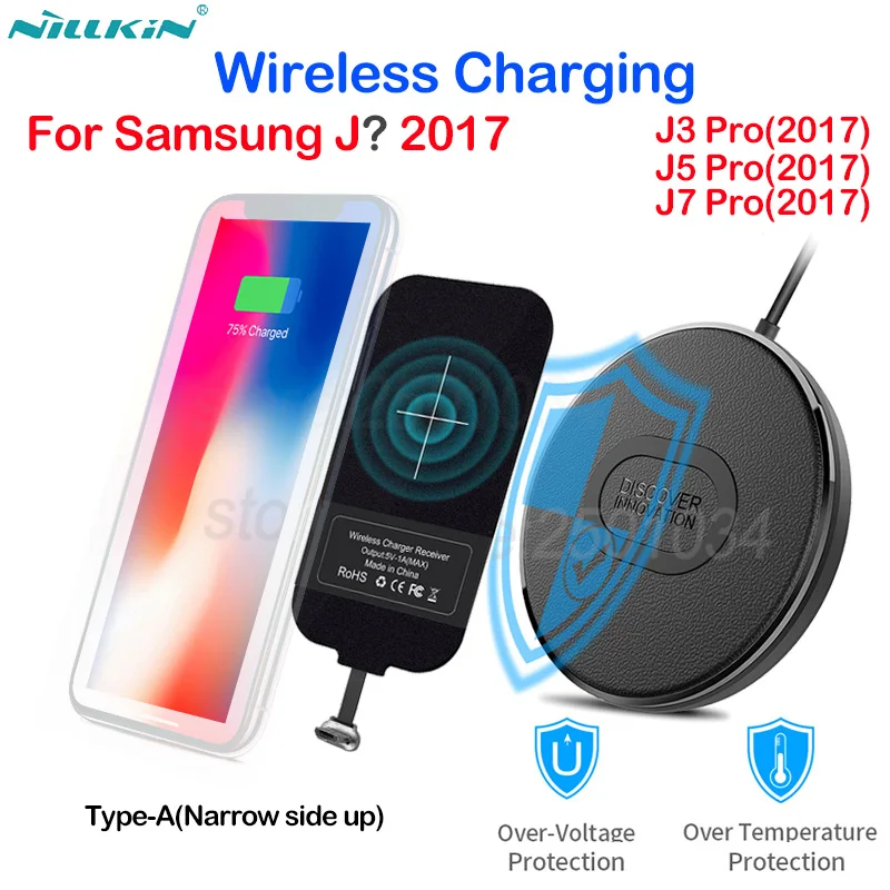 

Nillkin Mini Qi Fast Wireless Charger+Micro USB Type A Charging Receiver Wireless Charging for Samsung Galaxy J3 J5 J7 Pro 2017