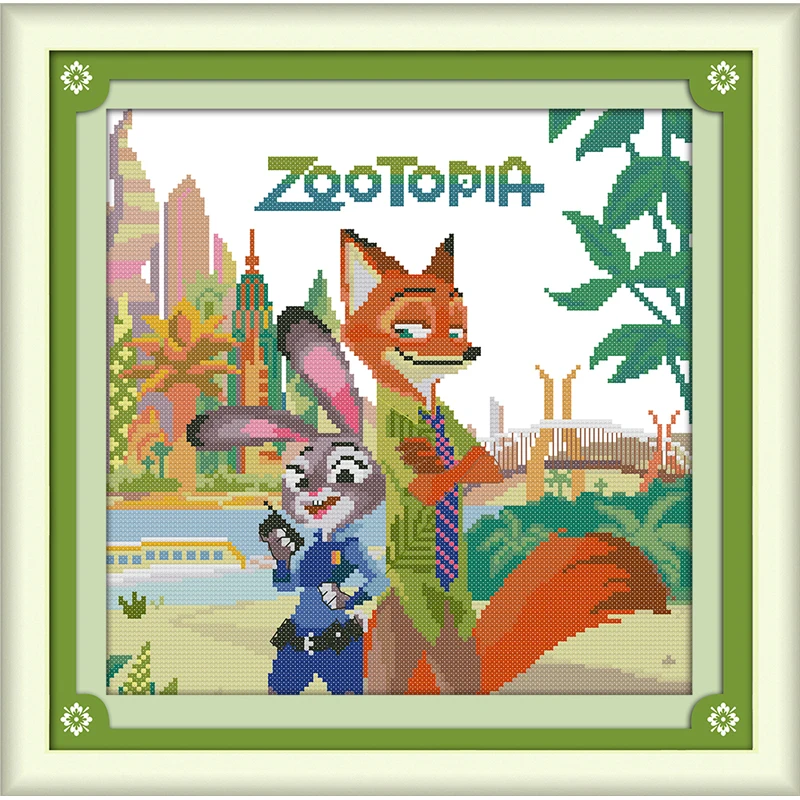 

Zoo The Rabbit and the Fox cartoon DMC Cross Stitch 11CT 14CT DIY Needlework Counted Cross Stitch Kits for Embroidery Crafts