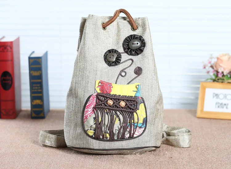 

Fashion Embossing Appliques Bohemian Backpacks!Nice National Butterfly appliques Women Casual Backruck Hot Lady String backrack