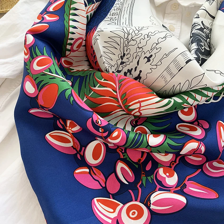 Большой квадратный шелковый шарф шаль роскошный Феникс печати модные шарфы для женщин 136x136 см