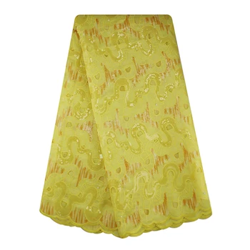 

Hot Sales 2019 African Organza Lace Fabric Glitter Sequins French Lace Fabrics Tulle Top Quality For Wedding Party Dress 5Yards