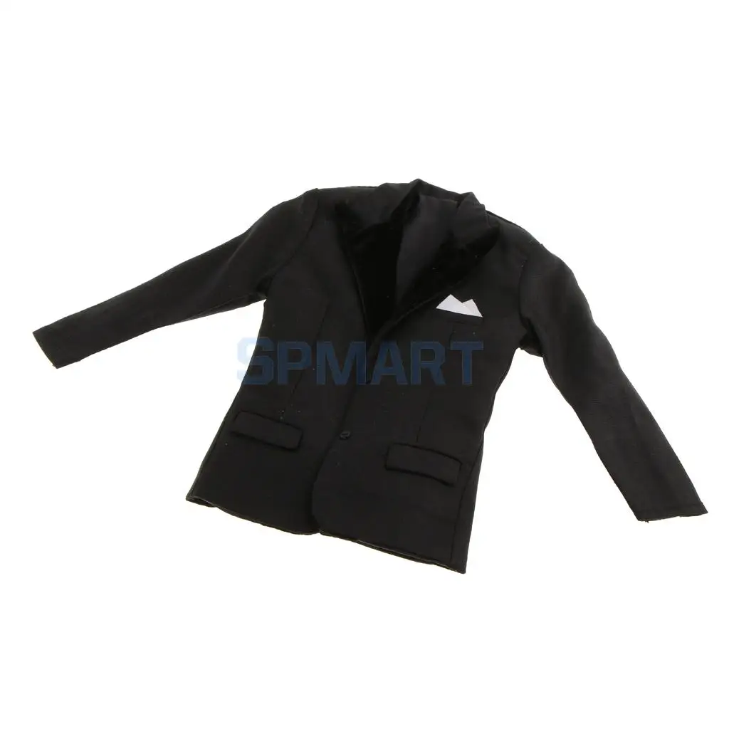 1/6 Scale Black Suit Coat Trousers Shirt Shoes Set Clothes for 12'' Male Action Figure Hot Toys Enterbay Mr.Bean Accessories