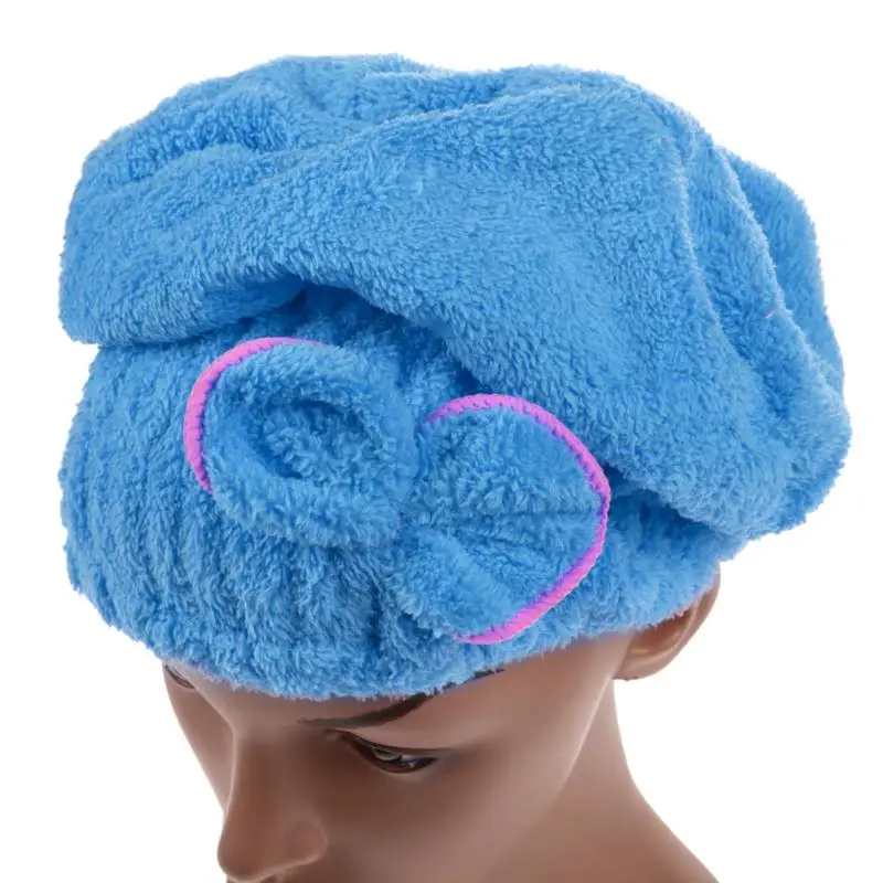 Из микрофибры для сушки волос шляпа для женщин леди девушки Волшебная быстросохнущая Ванна полотенце для сушки волос головной убор-чалма макияж Косметическая шапочка для купания - Цвет: color by random