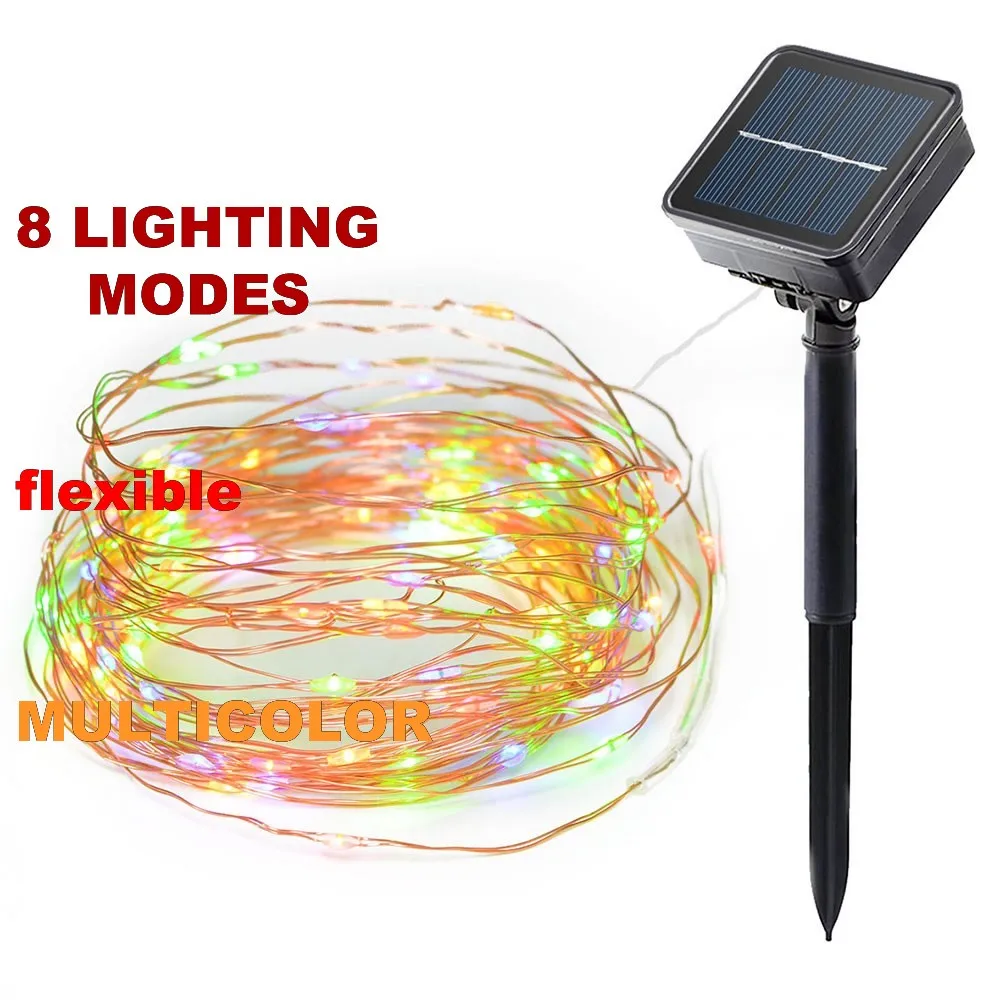 

8 modes multicolor 200 LED Solar String Fairy Lights Outdoor Waterproof Lighting Garden Christmas Garland 2 Mode Solar Powered L