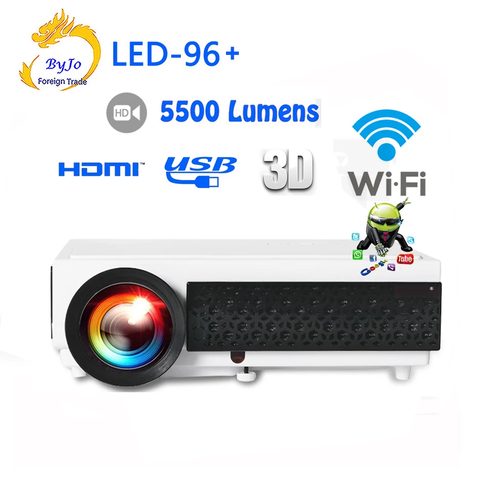 LED96+ wifi LED Android 3D Projector Gift 10m HDMI cable or SD Multi screen Home theater projector 5500 lums Vs bt96 led96 LED96+ wifi LED Android 3D Projector Gift 10m HDMI cable or SD Multi screen Home theater projector 5500 lums Vs bt96 led96