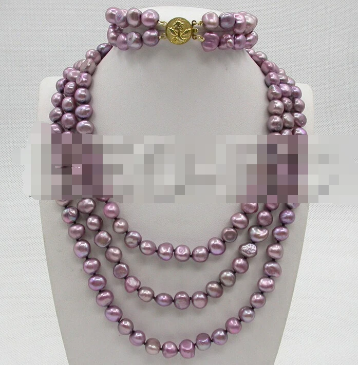 

free shipping 12587 baroque lavender pearls necklace 2row bracelet set (A0423) -Bride jewelry free shipping