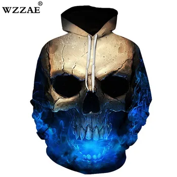 

2018 New 3D Hoodies Men Hooded Sweatshirts Melted Skull 3D Print Casual Pullovers Streetwear Tops Autumn Regular Hipster