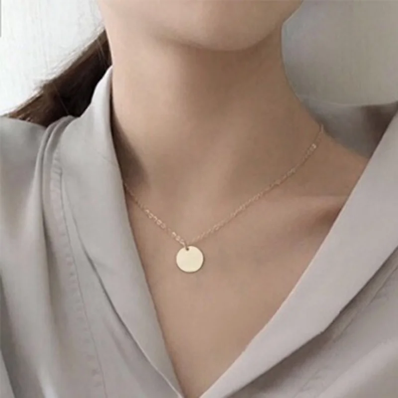 

Women Trendy Chains Necklaces Round Pattern Pedant Necklaces Alloy Metal Water-wave Chain Comfortable Wear