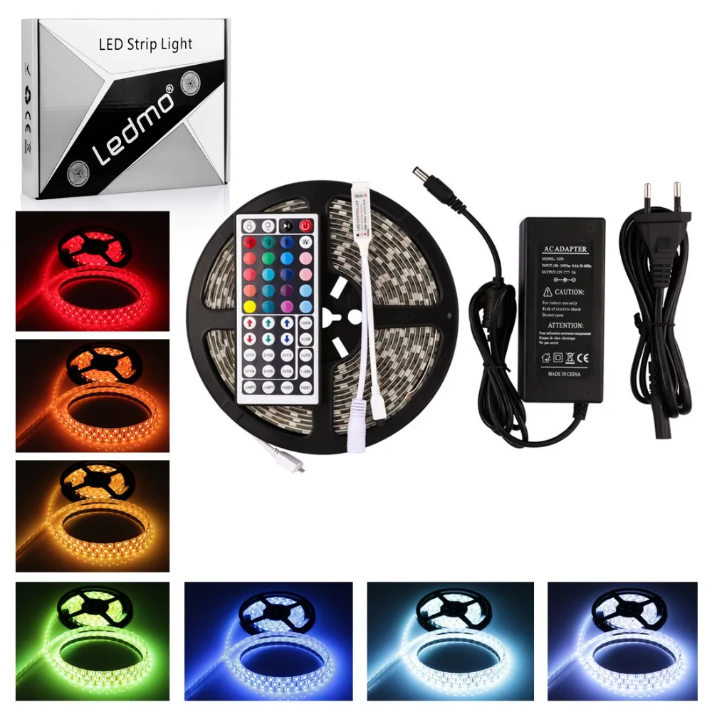 Цветная (RGB) Светодиодные ленты света 5050 300 светодиодный/5 м 5 м/рулон IP20/IP65 DC12V