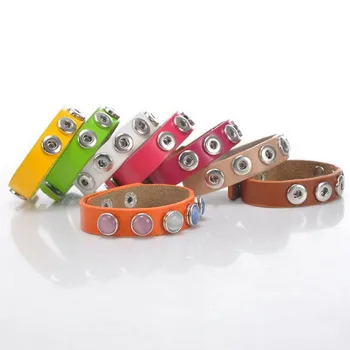 

Free ePacket Ship 24pcs/lot Diy Mix Colors Genuine Leather Snap Button Bracelets Real Leather Fit 12mm Snap Button 24cm x1.5cm