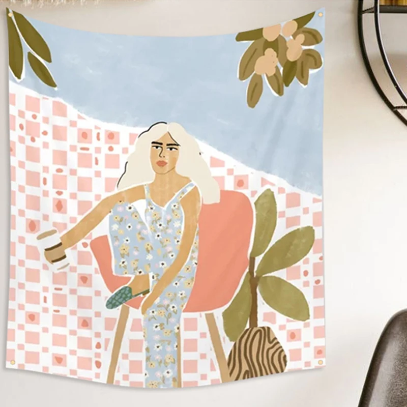 Иллюстрация женщины настенный гобелен настенный арт печатные гобелены декор для гостиной спальни и общежития