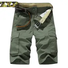 Мужские шорты-карго в стиле милитари летние армейские зеленые хлопковые шорты мужские свободные шорты с несколькими карманами мужские повседневные Бермуды