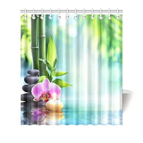 Garden Spa Decor Shower Curtain Zen Stones Aromatic Candle Orchids Garden Spa Decor Shower Curtain Zen Stones Aromatic Candle Orchids Blooms On The Water Treatment Vacation Bathroom Accessories In Curtains From Home