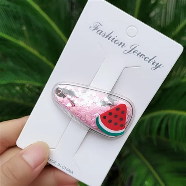 watermelon 20 шт./партия, милые цветные прозрачные пластиковые заколки для волос в форме фруктов, аксессуары для волос для девочек, детские заколки для волос - Цвет: watermelon