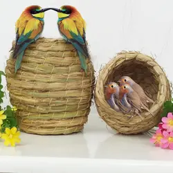 Соломенных Птичье гнездо мелких животных голубь попугай теплые с натуральной травой домики-гнезда аксессуары