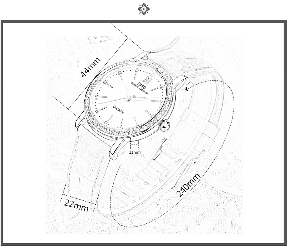IBSO брендовые модные женские часы с кожаным ремешком, женские Роскошные Кварцевые наручные часы с кристаллами и бриллиантами для женщин 3992