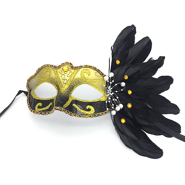 Для женщин девушка Хэллоуин маскарад бальный костюм составляют вечерние принцесса маска 10 шт./лот Ретро половины лица перо цветок