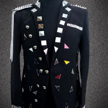 Плюс размер мужской черный epualet кисточкой блёстки Блейзер тонкий костюм еxo мужской певец DJ Бар для выступления DS костюм куртка одежда