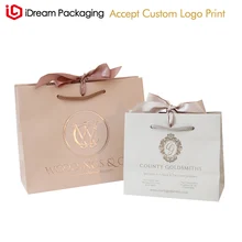 Розово-золотой фольги тиснением пользовательского логотипа построить carnatio бумажный мешок