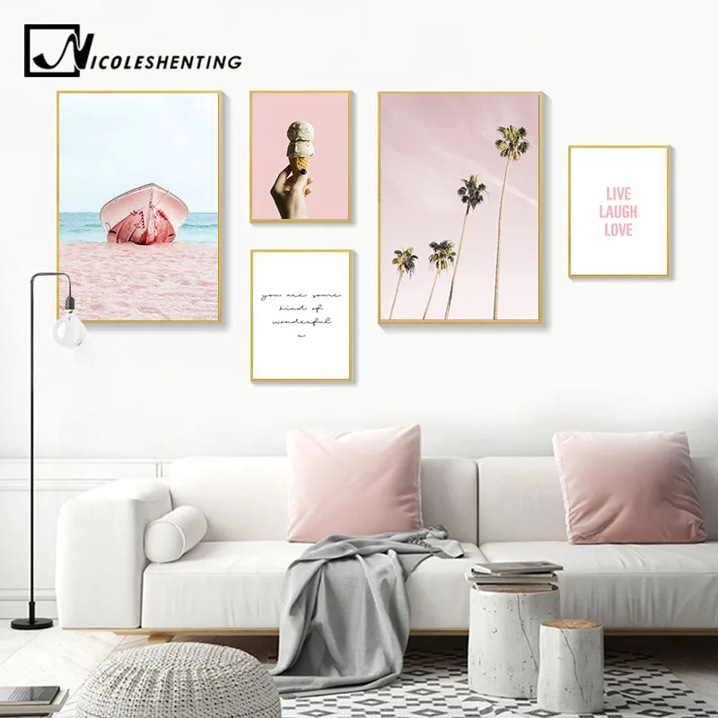 

Beach Palm Tree Landscape Canvas Poster Nordic Decoration Wall Art Print Painting Decorative Picture Scandinavian Home Decor