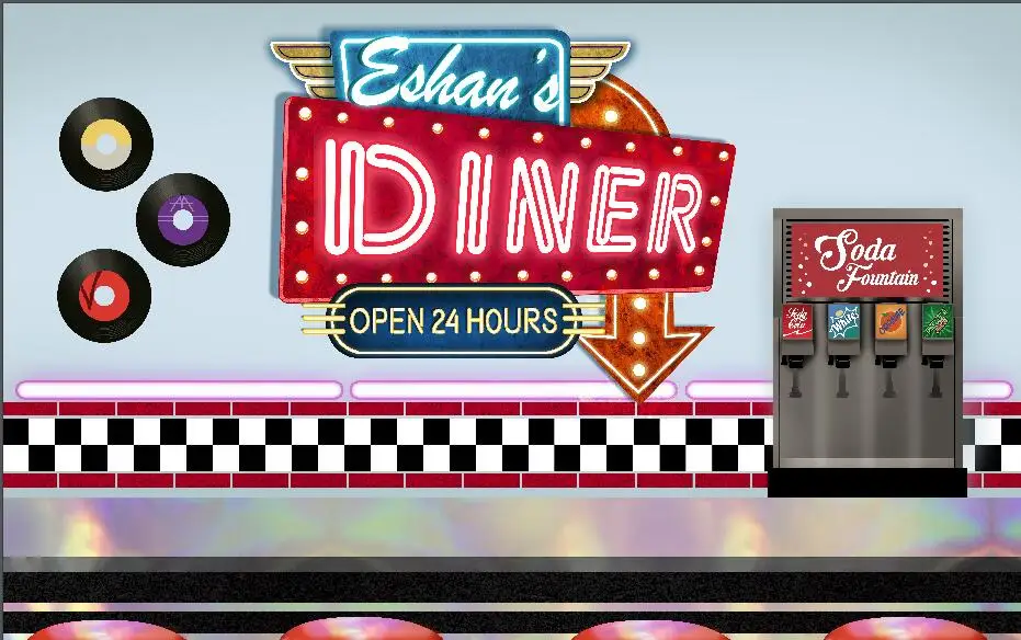

Custom Retro Diner Vintage American Restaurant backdrop High quality Computer print party background
