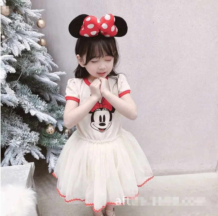 

2019 new style baby girls summer fashion cartoon print pure cotton short sleeve princess Lace dress,girls party dress,2-7 Yrs