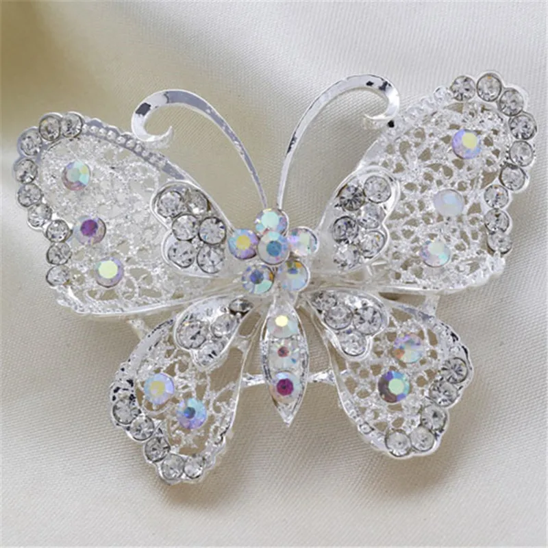 

2018 New Hot Bouquet Brooch Jewelry Wedding Korean Silver Plated Butterfly Insect Rhinestone Bride Brooch Pins Women Brooch