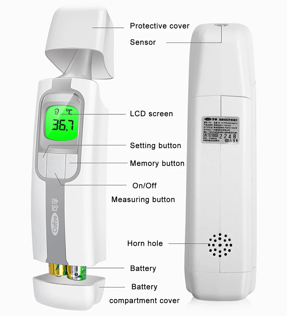 Cofoe, Детский термометр, термометр, измерение лба и ушей, электрический цифровой инфракрасный бесконтактный прибор для измерения температуры