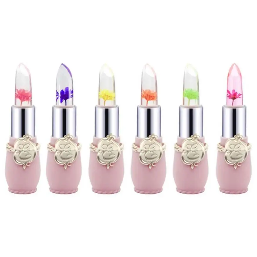 Women 6PCS Jelly flower Lipstick Lipgloss Magic flower lipstick