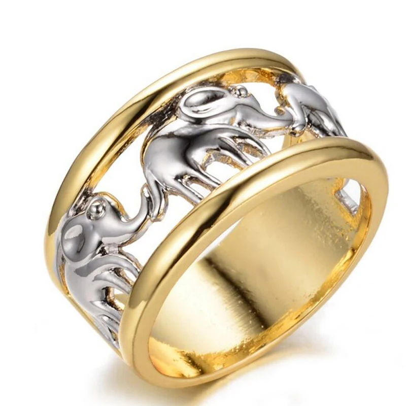 Панк-Кольцо из нержавеющей стали для мужчин, 3D Золотой покрытый серебром слон, кольцо на палец, мужское ювелирное изделие "anillos Bijoux"