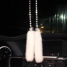 Алмазная корона, Автомобильное зеркало заднего вида, волосы норки, автомобиль, милые Стразы, подвеска, автомобильные аксессуары, автомобильные женские украшения