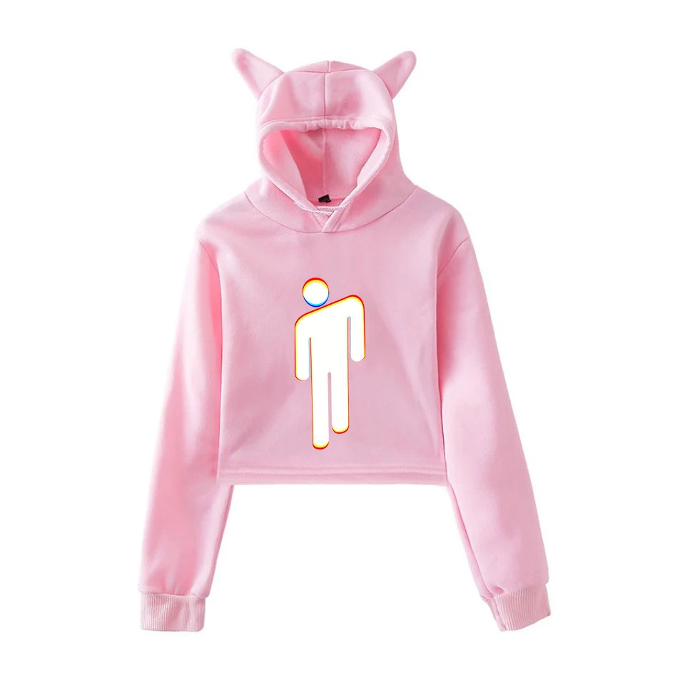  Billie Eilish Teenage Singer Idol 2D Kawaii Hoodie Women's Fashion Pullover Short Shirt Kpop Girl S