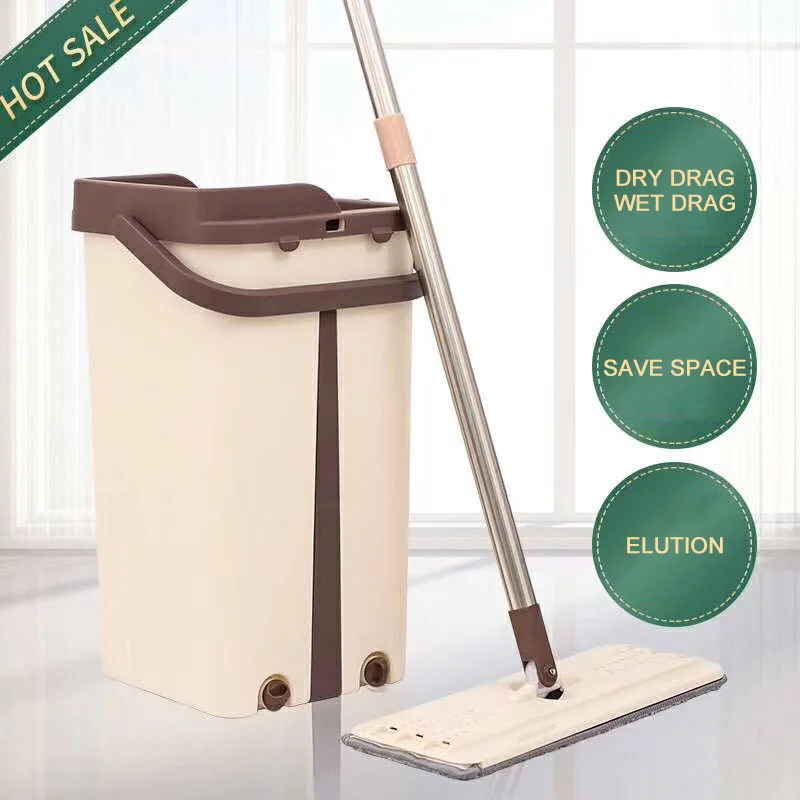 

Mop with Bucket 2/4PCS Replacement Mop Cloth Magic Floor Cleaning Squeeze Flat Mops Kitchen Floor Cleaner Drop Shipping