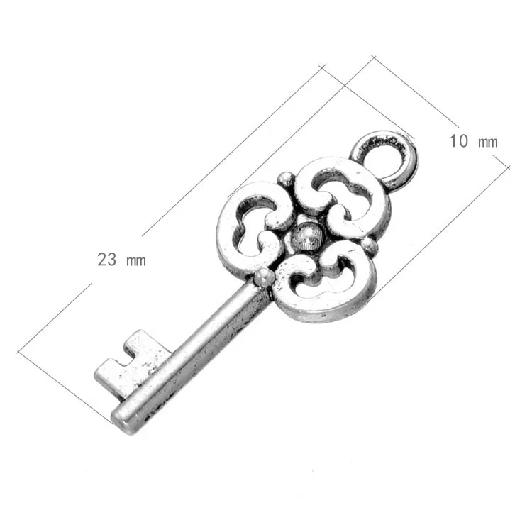 

30pcs/lot Keys Charms Vintage Metal Zinc Alloy Antique Silver Key Shape Pendant Charms For Jewelry Making