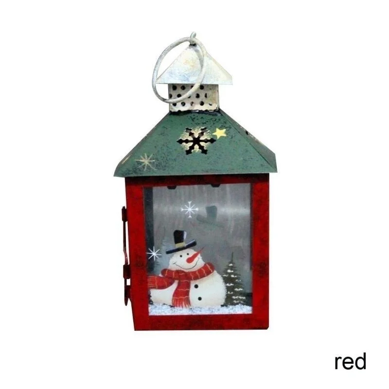 Рождественский металлический подсвечник, подсвечник, фонари, винтажное украшение для рождественской елки, Рождественский настенный дверной подвесной кулон - Цвет: Red