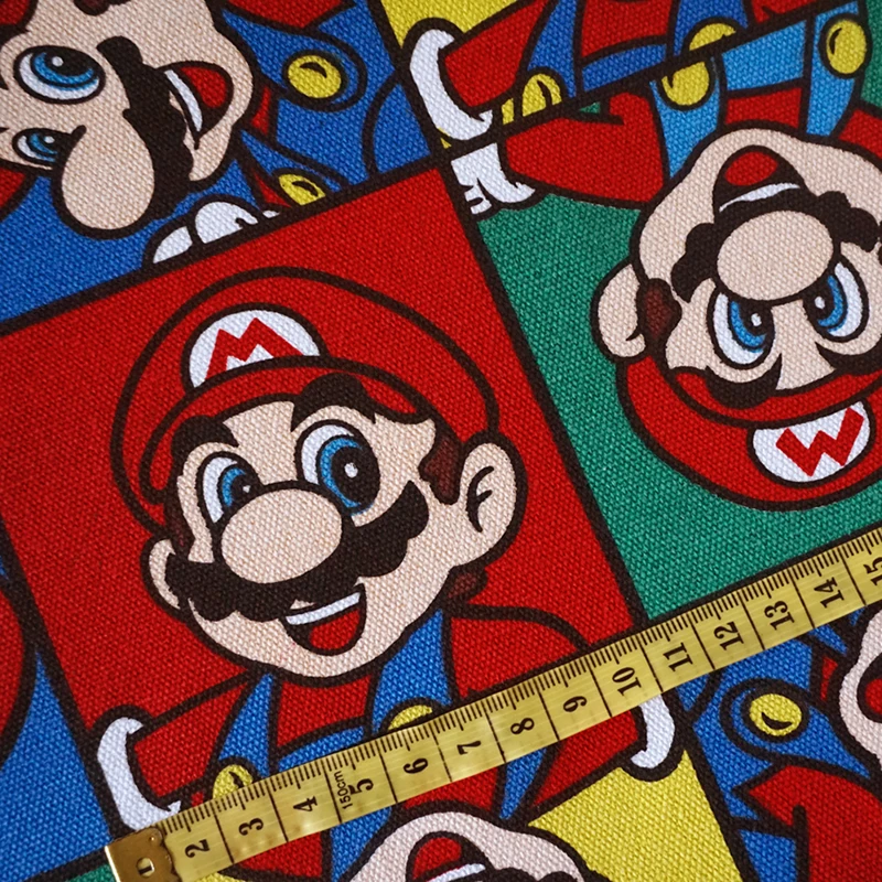 Плотная красная парусиновая ткань с изображением Марио для дивана, мультяшная ткань с принтом супергероев Марио, парусиновая хлопковая ткань, сумка для шитья, пэчворк, сделай сам, скатерть